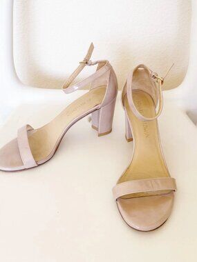 Stuart Weitzman Nudist Block patent Leather Sandals size 7 M